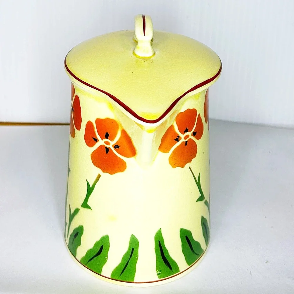 Vintage I L Duce Poppy Flower Lidded Pitcher 6.25